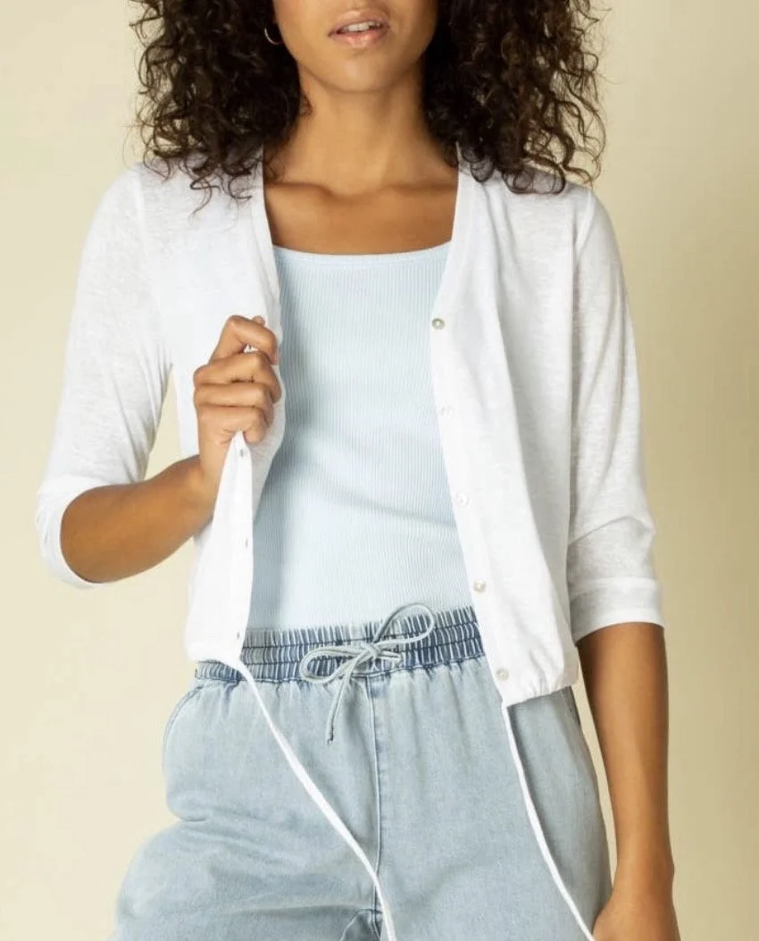 White V Neck Summer Cardigan — Camp Willow