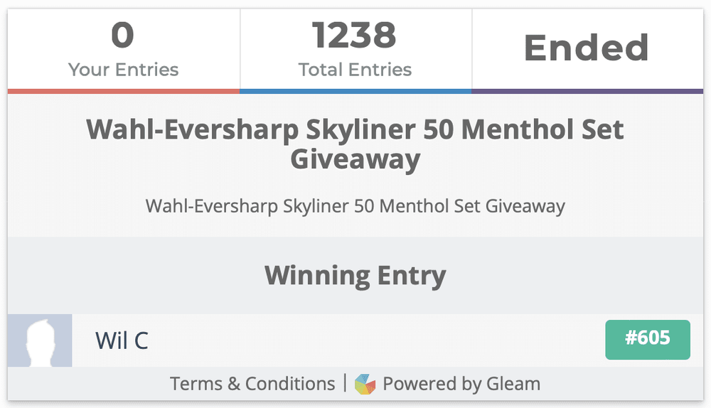 Wahl-Eversharp Skyliner 50 Menthol Green Set Giveaway Winner