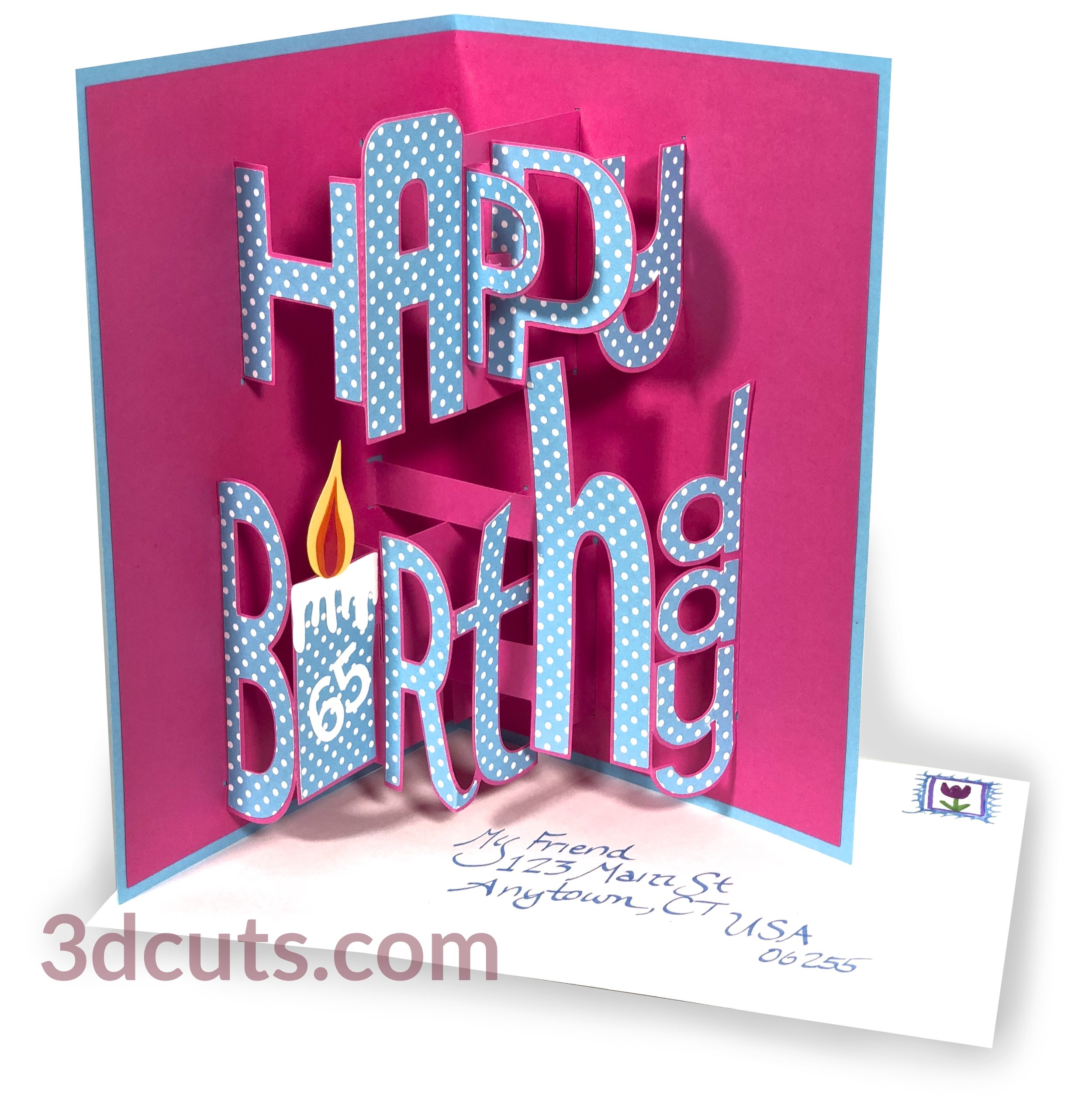 Happy Birthday Card Whimsy Font Pop Up 3dcuts Com