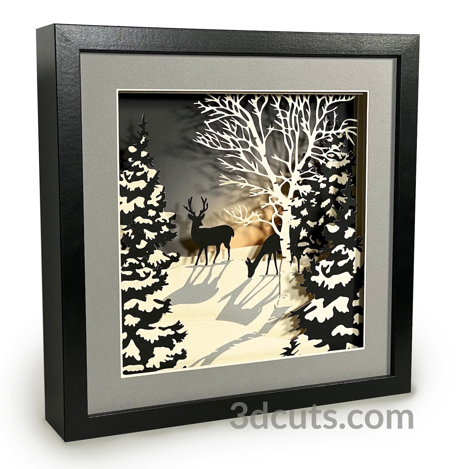 Deer At Moonrise Shadow Box 3dcuts Com
