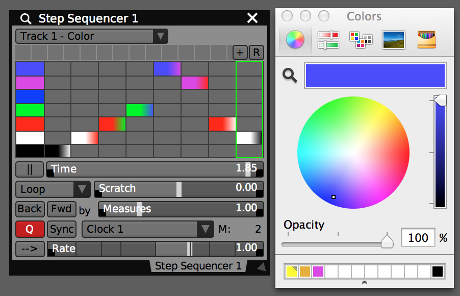 Step Sequencer color tracks can be used to animate color properties.