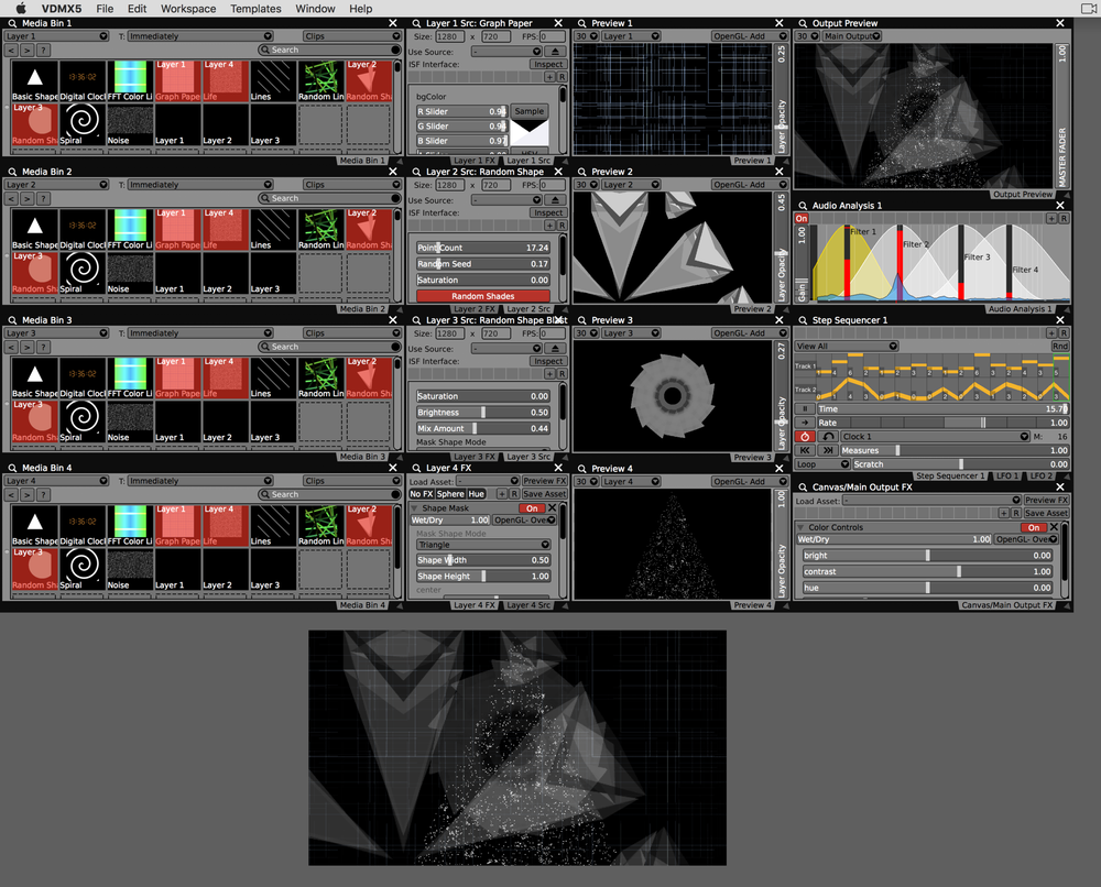 Minimalist design setup in VDMX