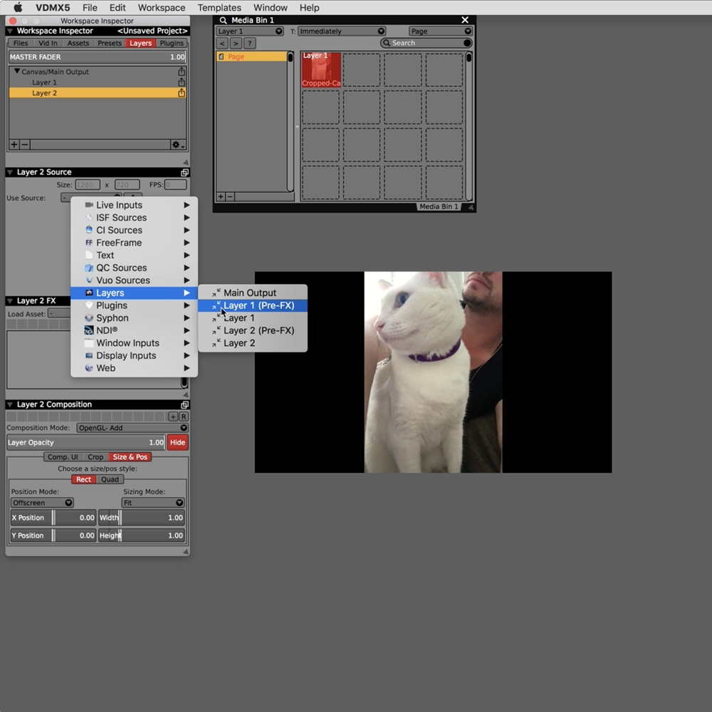 Set the source of Layer 2 to use Layer 1.