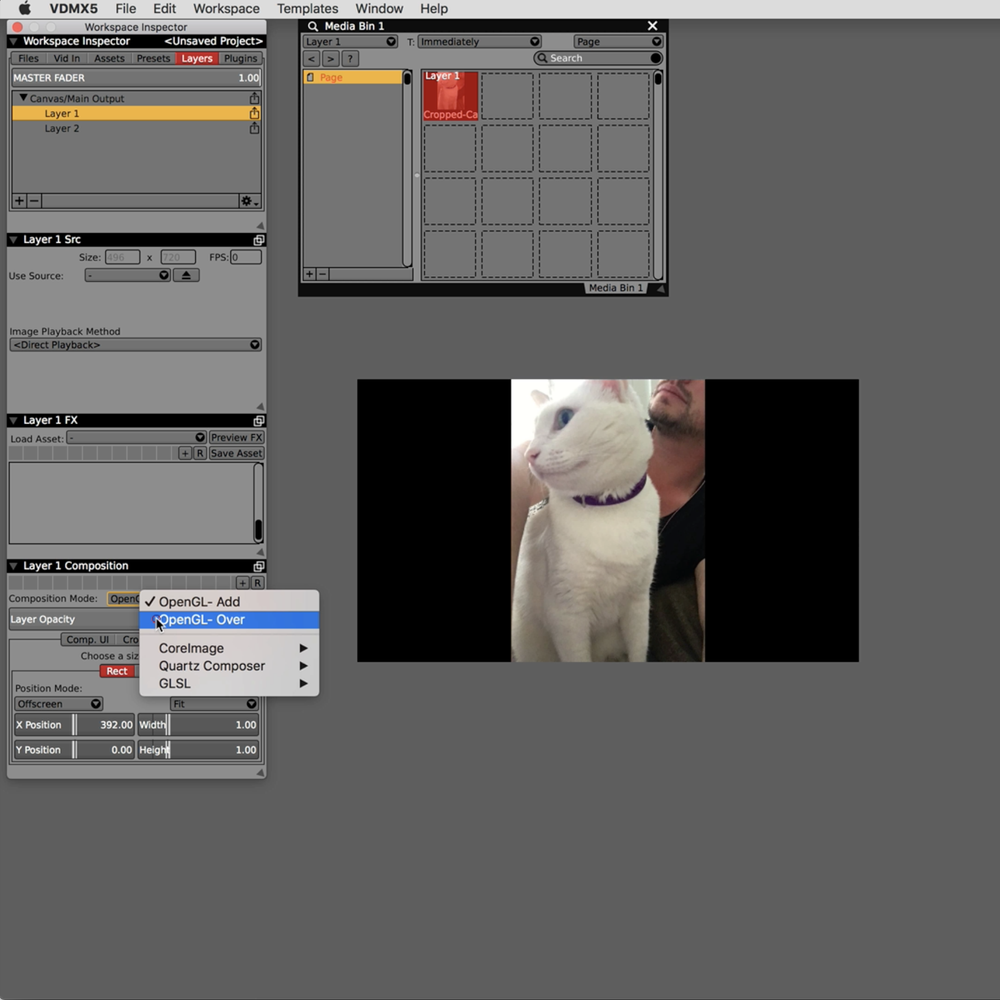 Use OpenGL- Over mode for the top layer.