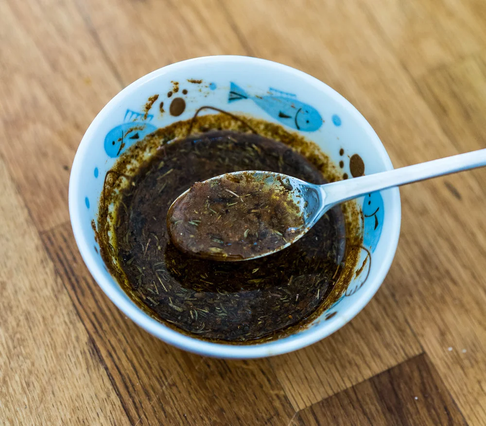 The wet marinade mixture I made for the brisket, inspired by a Latin adobo mojado.