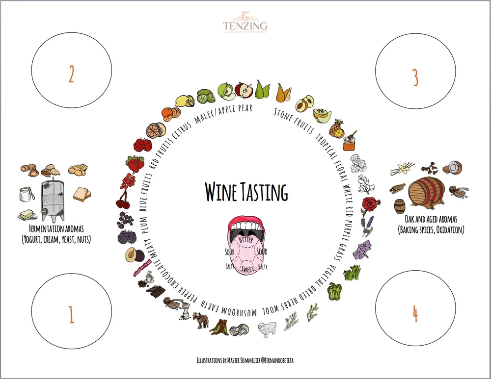 Wine Tasting Mat with Aroma Wheel