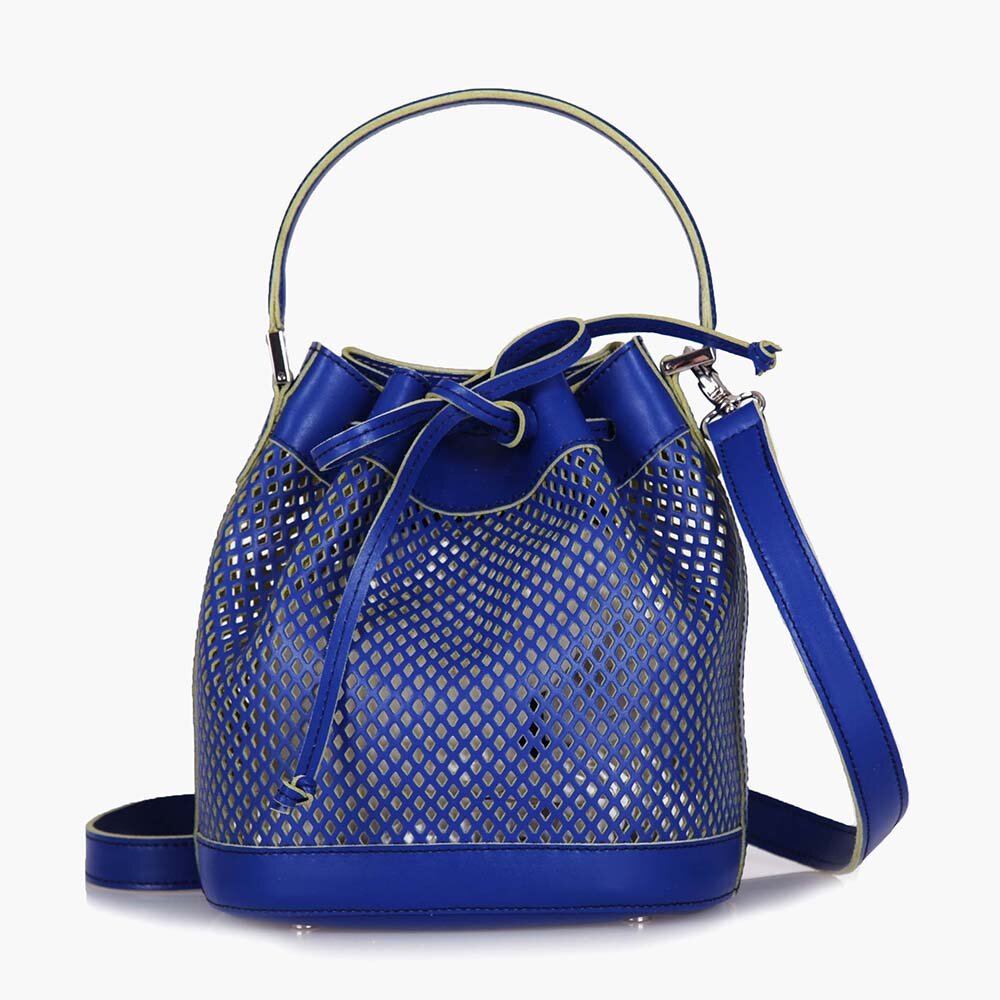 Bella Mini Bucket - Blue Perforated — ALEXANDRA DE CURTIS
