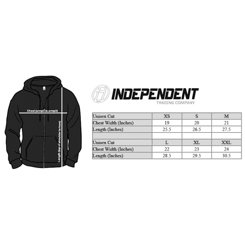 Independent Trading Company Hoodie Size Chart