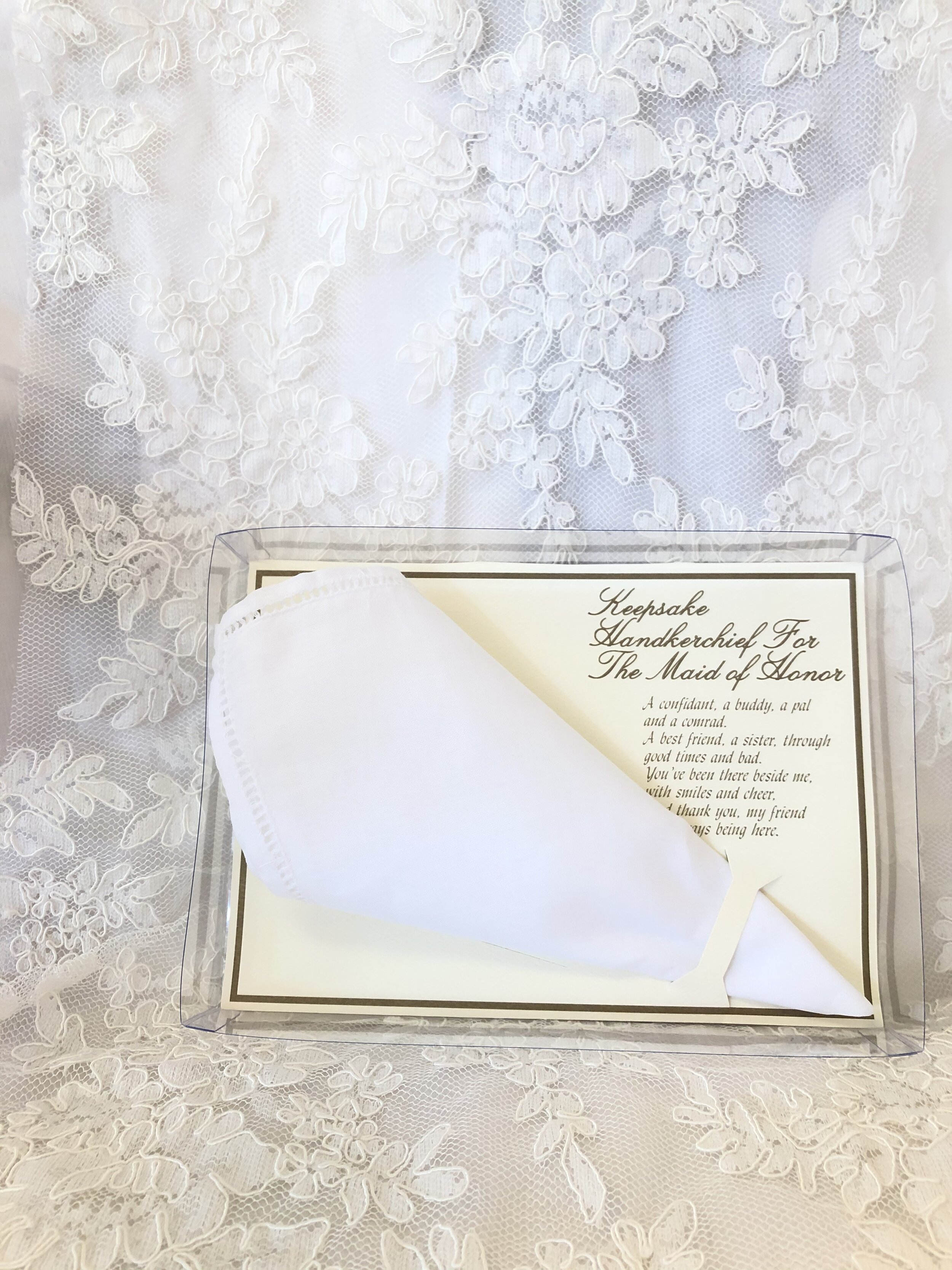New Keepsake Lace Bridal Handkerchief Card 