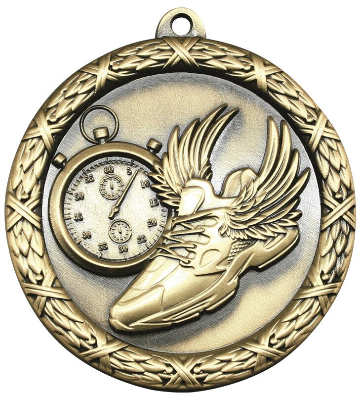 2.5" Track Medal Medallion with ribbon free engraving 