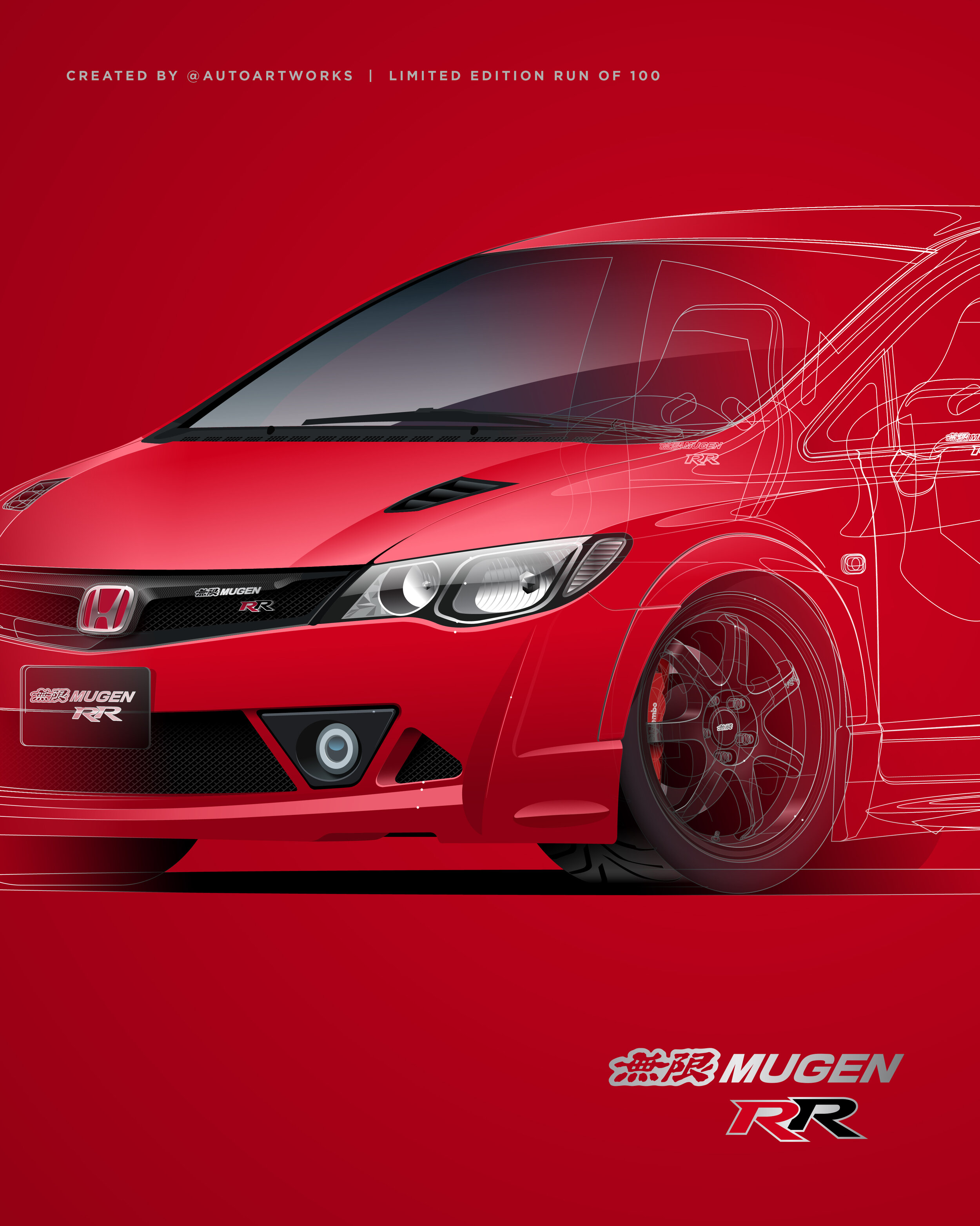 Limited Edition Mugen Rr Civic Type R Print Foil Sticker The Visual Laboratory