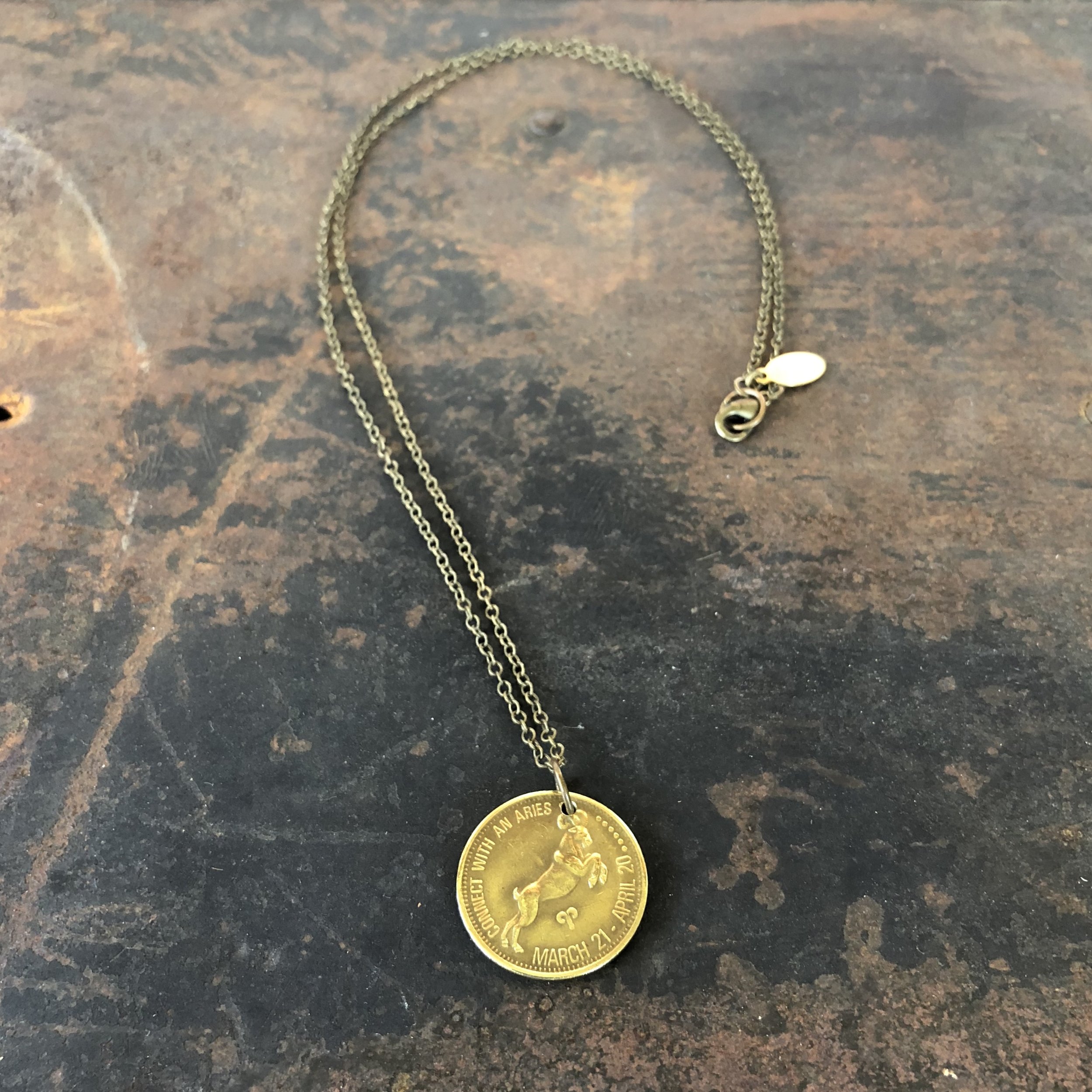 Aries Sign Necklace Zodiac Peep Show Token Astali Jewelry