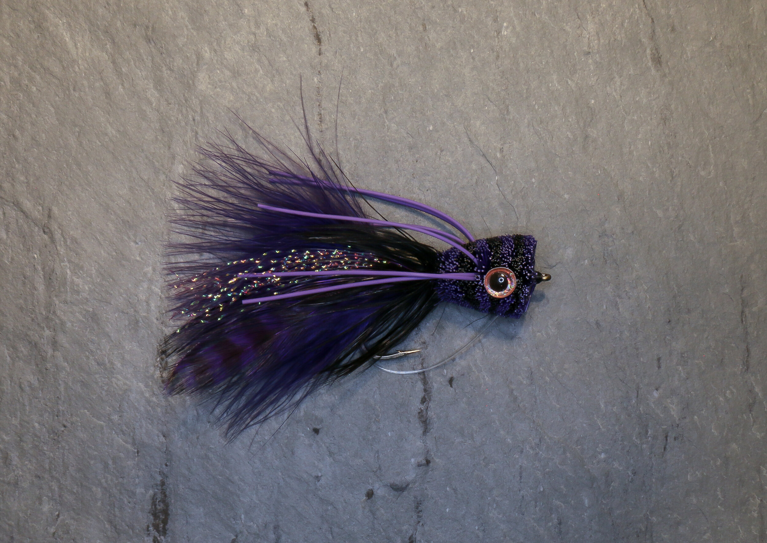 Purple/Black Deerhair Bass Popper — Fly Fishing Collaborative