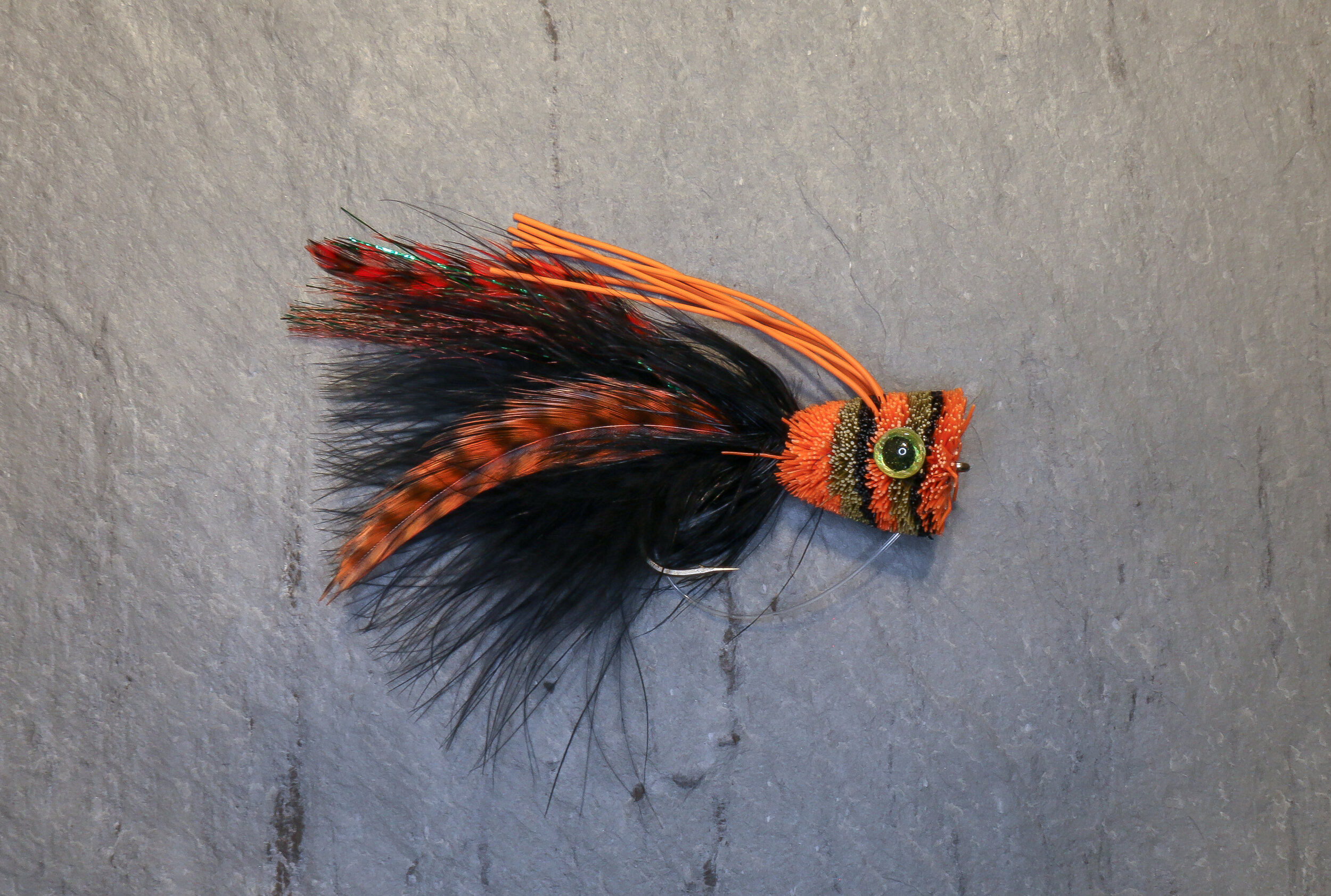 Orange/Black Deerhair Bass Popper — Fly Fishing Collaborative