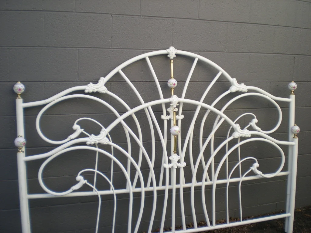 Floor Model King Size White Cast Iron Porcelain Headboard