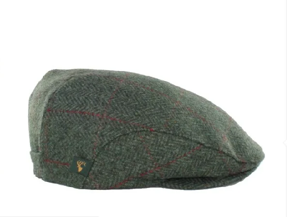 green plaid flat cap