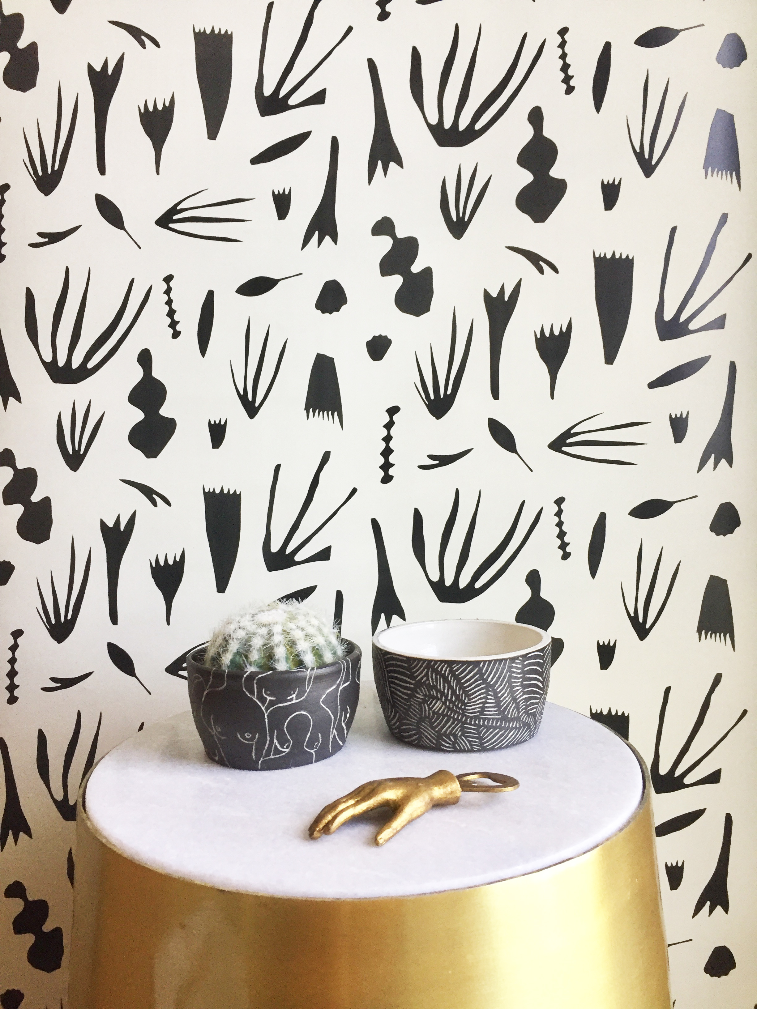 Reef Wallpaper Charcoal On Off White Kate Zaremba Company