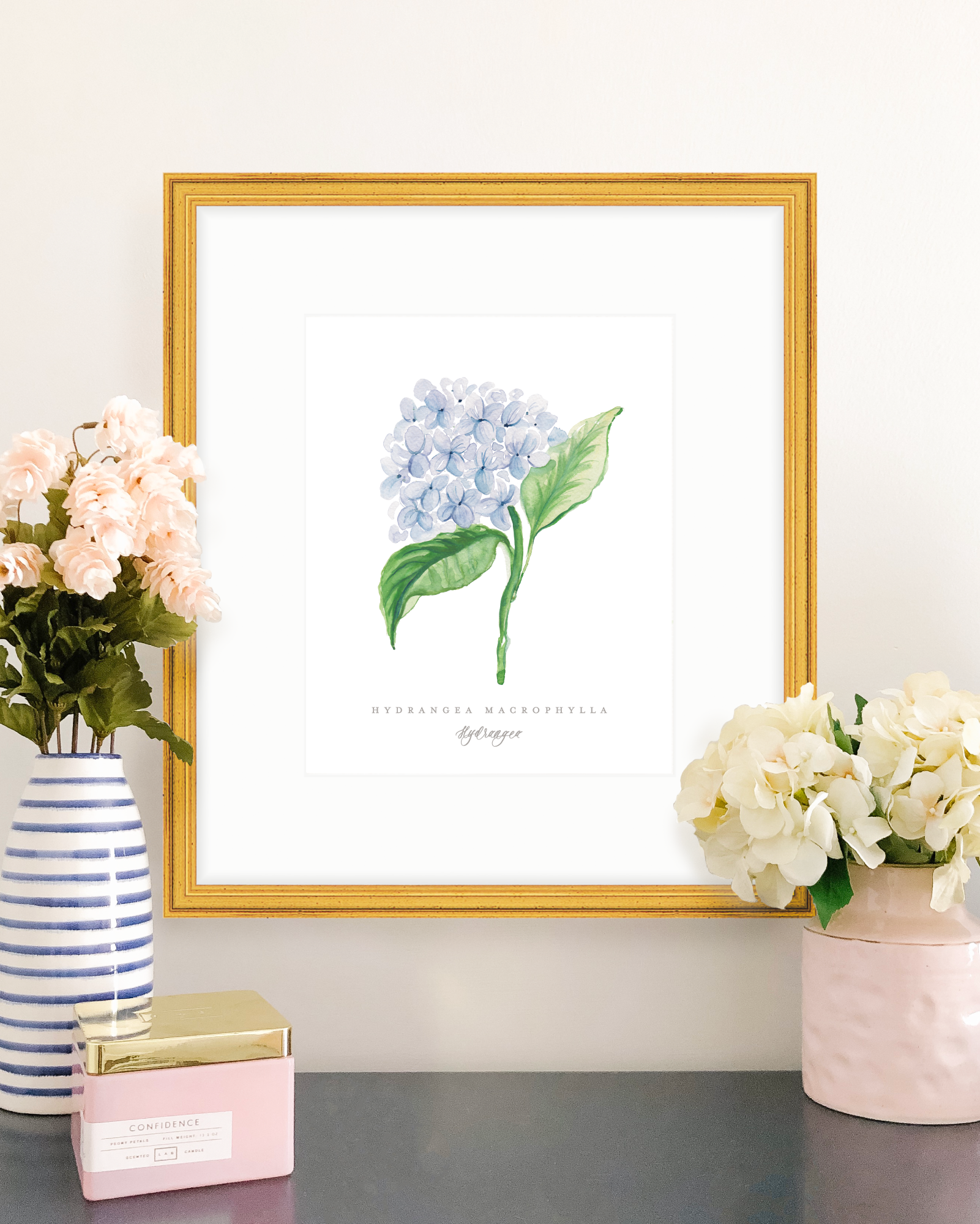 Blue Hydrangea Watercolor Floral Art Print Simply Jessica Marie