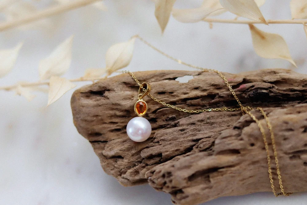 Citrine and pearl pendant on 18k gold, bespoke from @nobelamanila