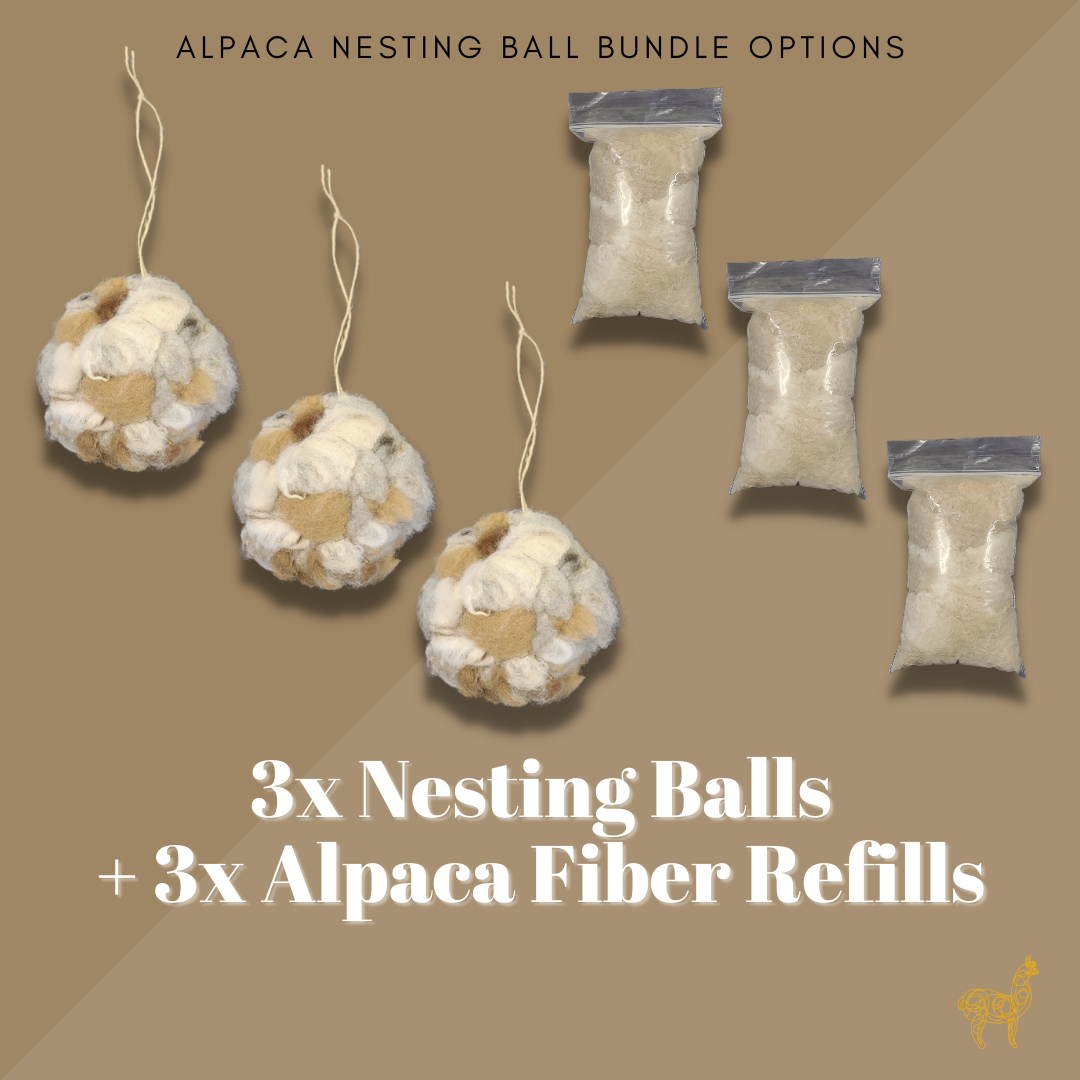 6" Alpaca Fleece Stuffed Grapevine Nesting Balls ~ Handmade ~ 100% Organic ~ 