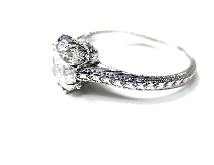 Platinum Cushion Cut Diamond Engagement Ring Quercus Raleigh