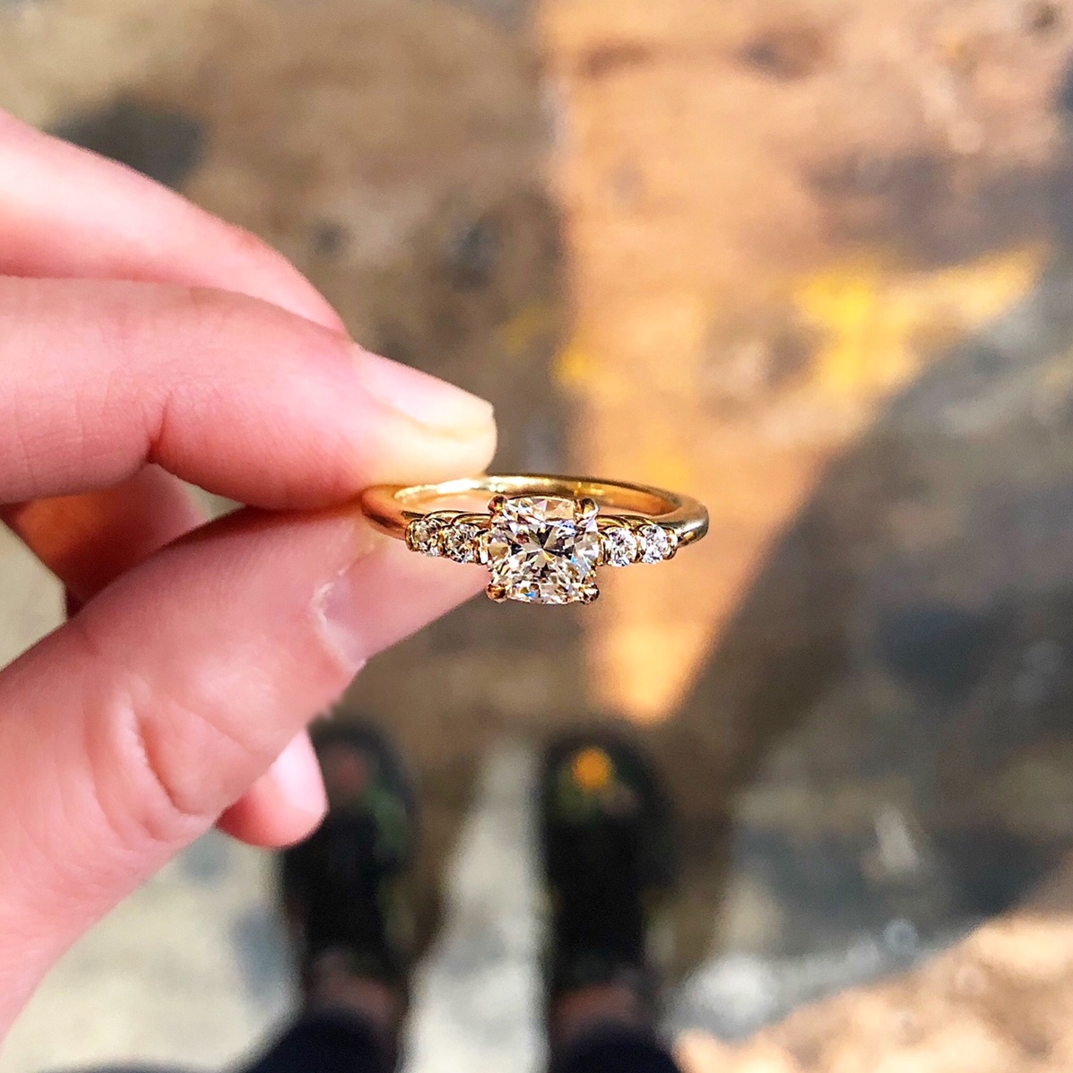 Five Stone Cushion Cut Engagement Ring Quercus Raleigh Custom