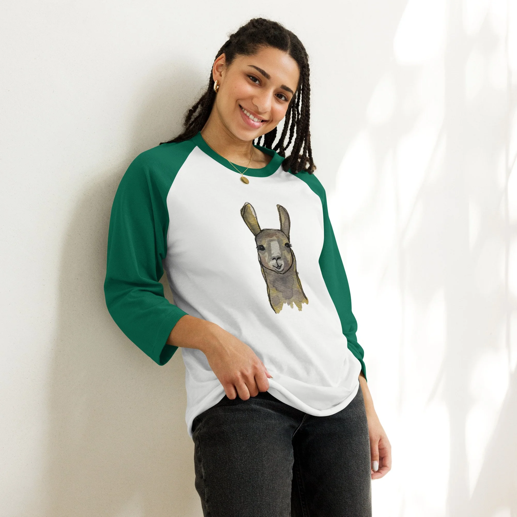 Llama 3/4 sleeve raglan shirt — Mortons Handmade Marketplace