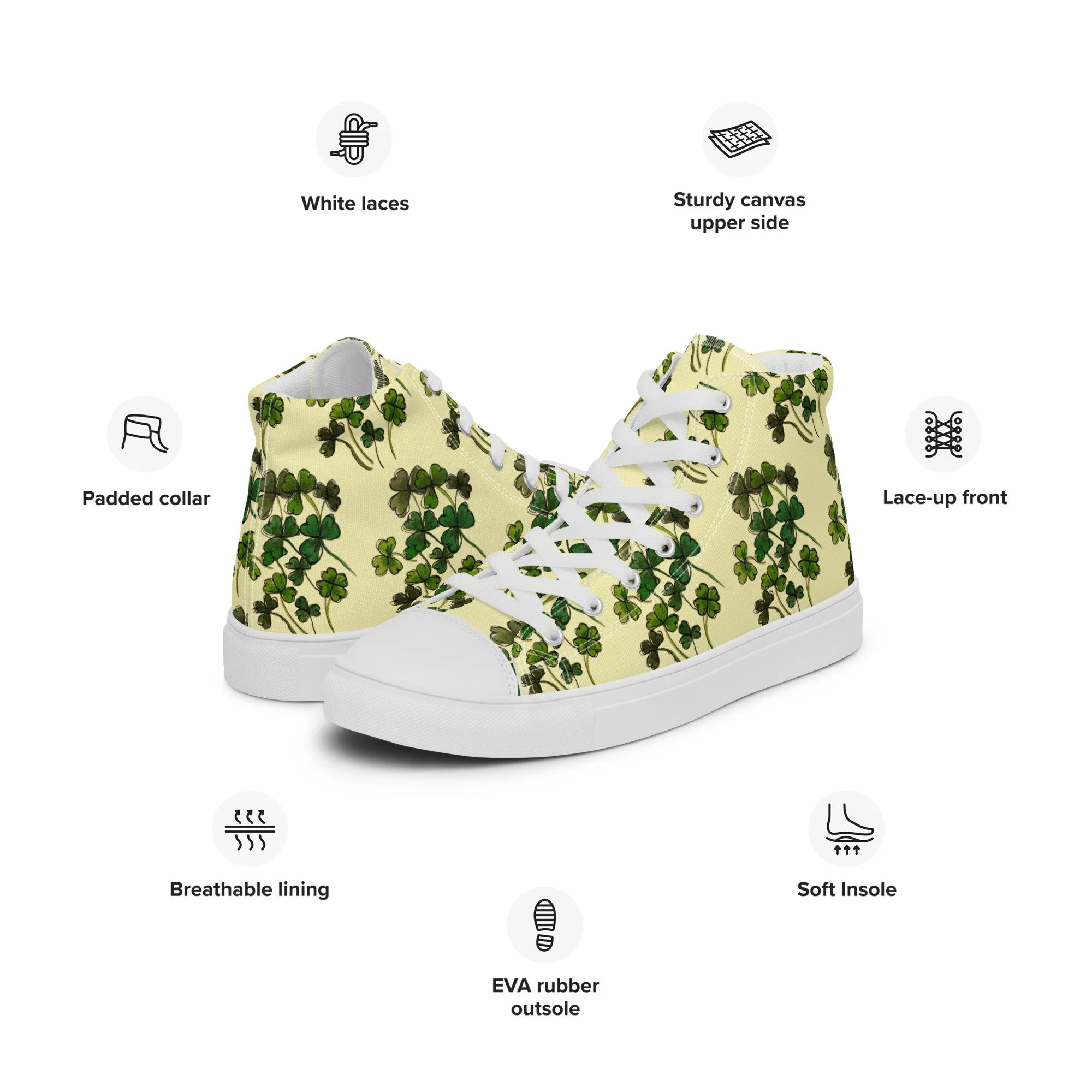 【TOCCA】LUCKY CLOVER FLATSHOES Shamrock Women's high top canvas shoes — Mortons Handmade