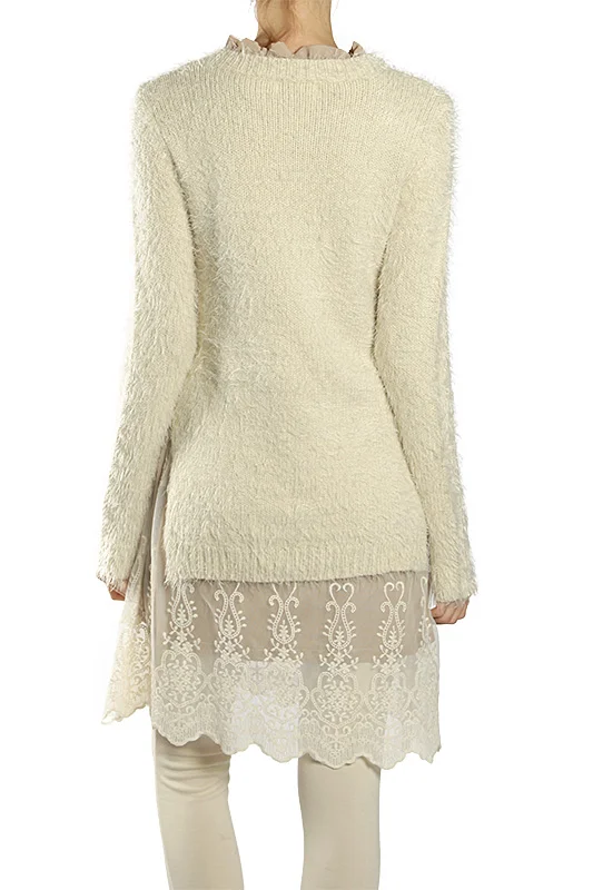 sweater dress with lace bottom