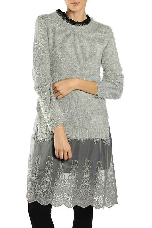 sweater dress with lace bottom