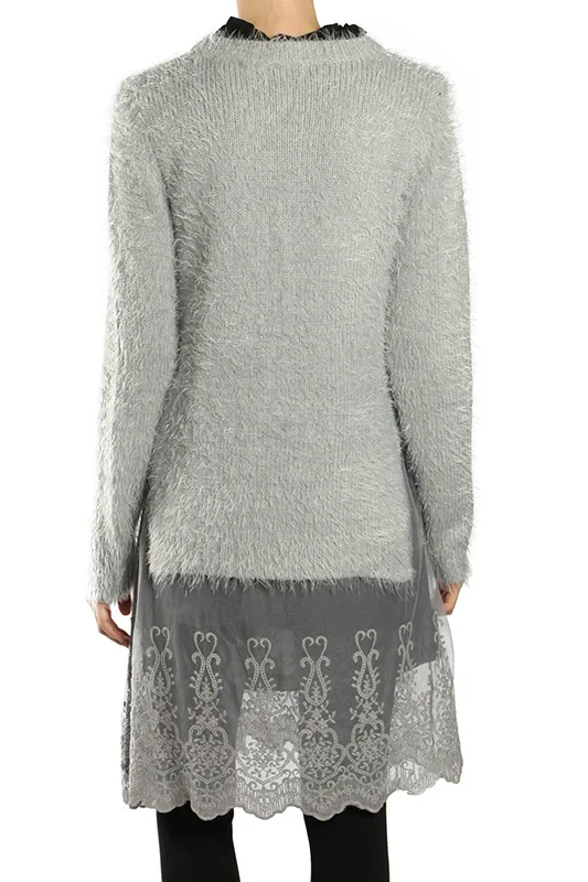 sweater dress with lace bottom