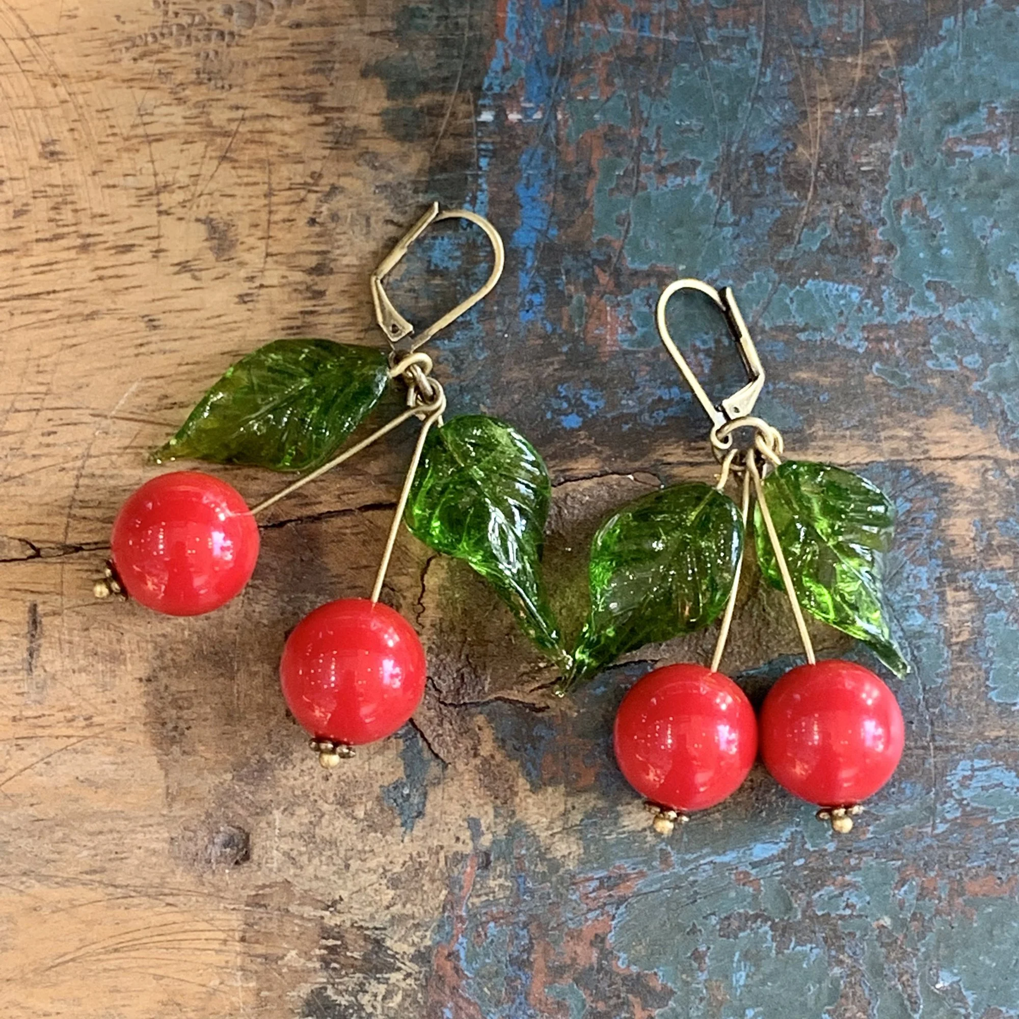 Red cherry earrings deals