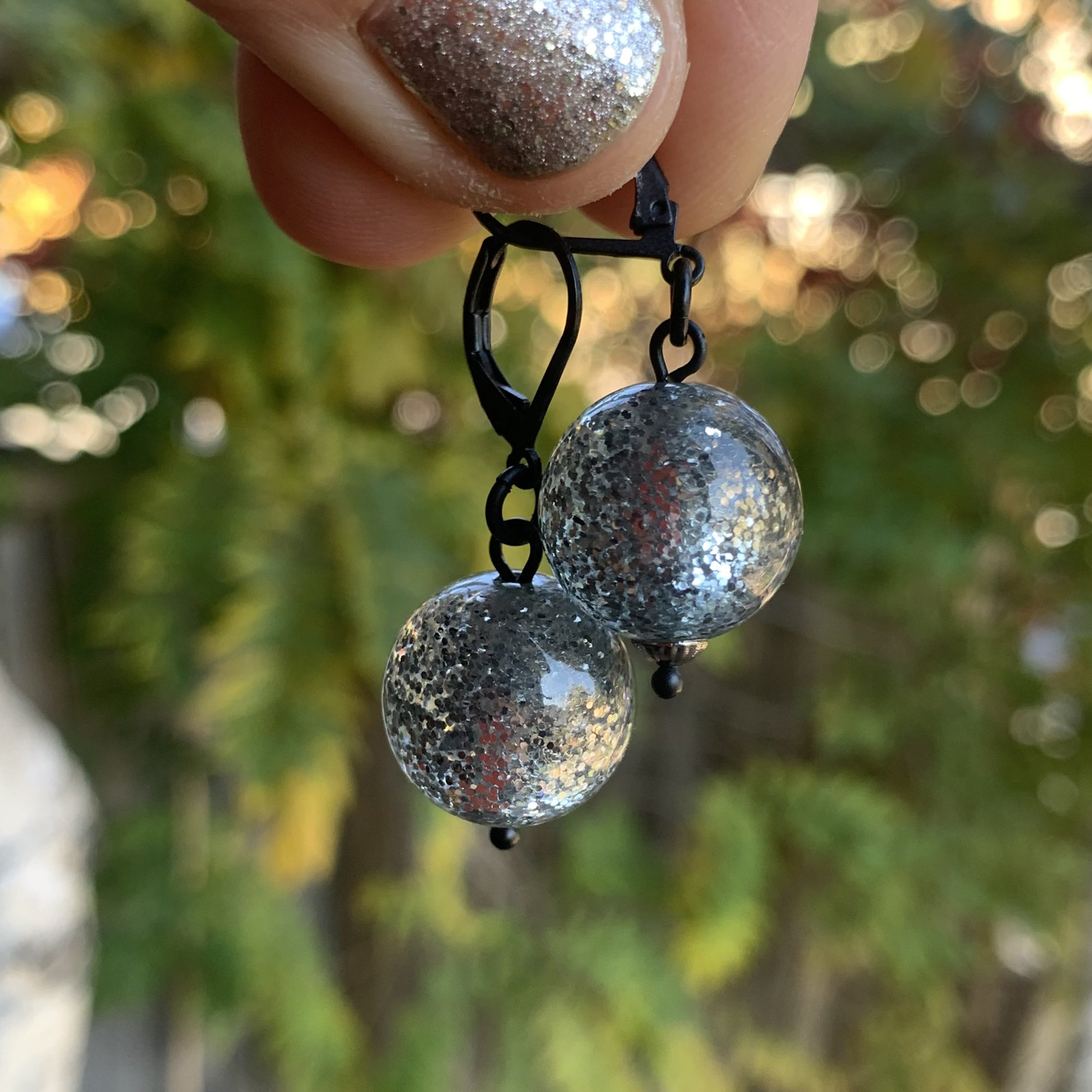 Glitter Ball Resin Earrings — Favor & Hotcakes Design