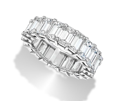 Emerald Cut Diamond Wedding Band For Women In 14k White Gold Fascinating Diamonds