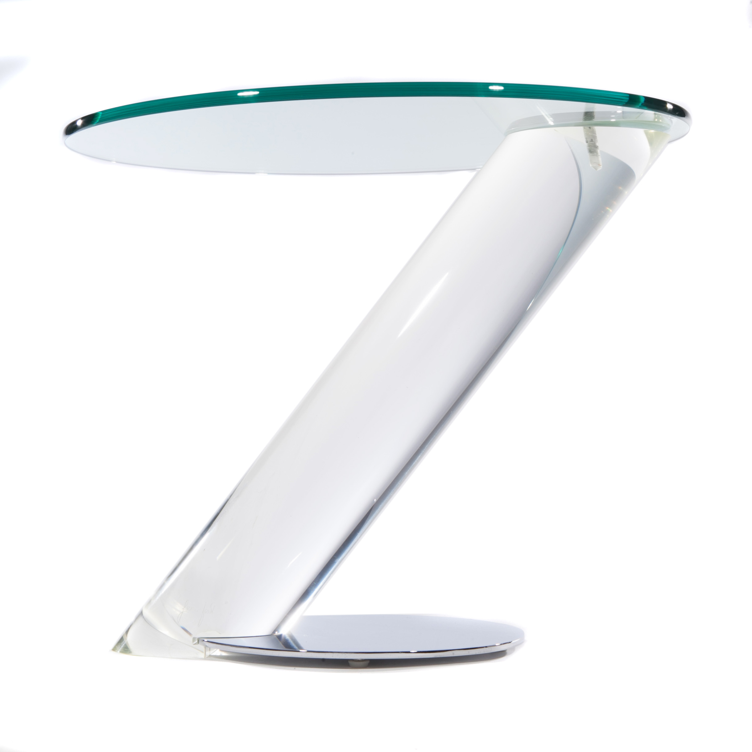 Pair Of Lucite Chrome And Glass Side Tables By Lion In Frost Full Circle Modern