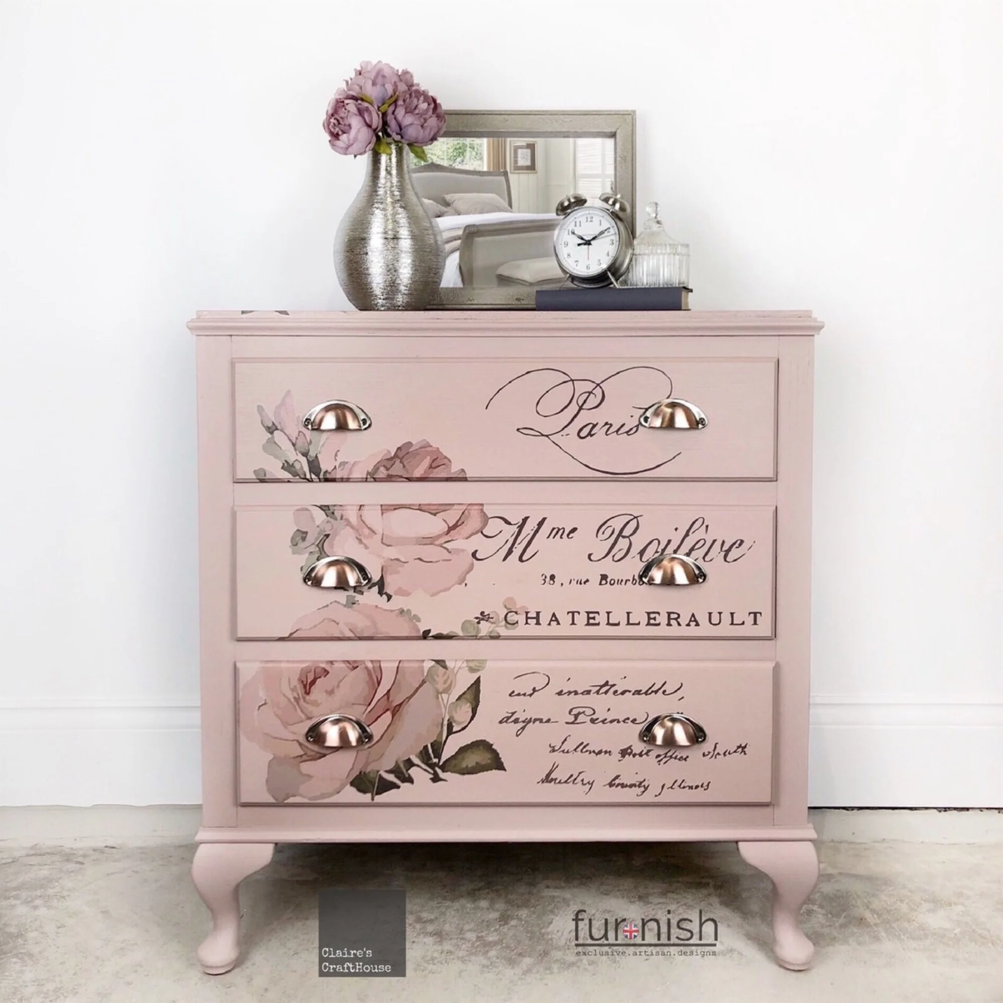 Sold Damask Pink French Floral Chest Of Drawers Claire S