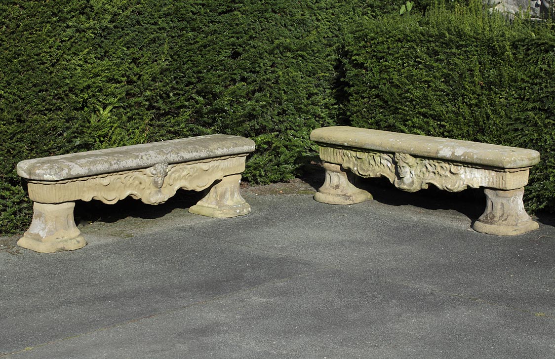 A Pair Of French Sculpted Sandstone Garden Seats 18th Century