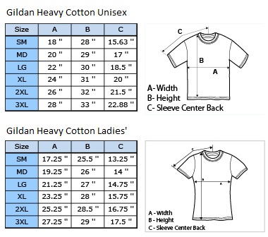 Unisex Cotton T Shirt Size Chart