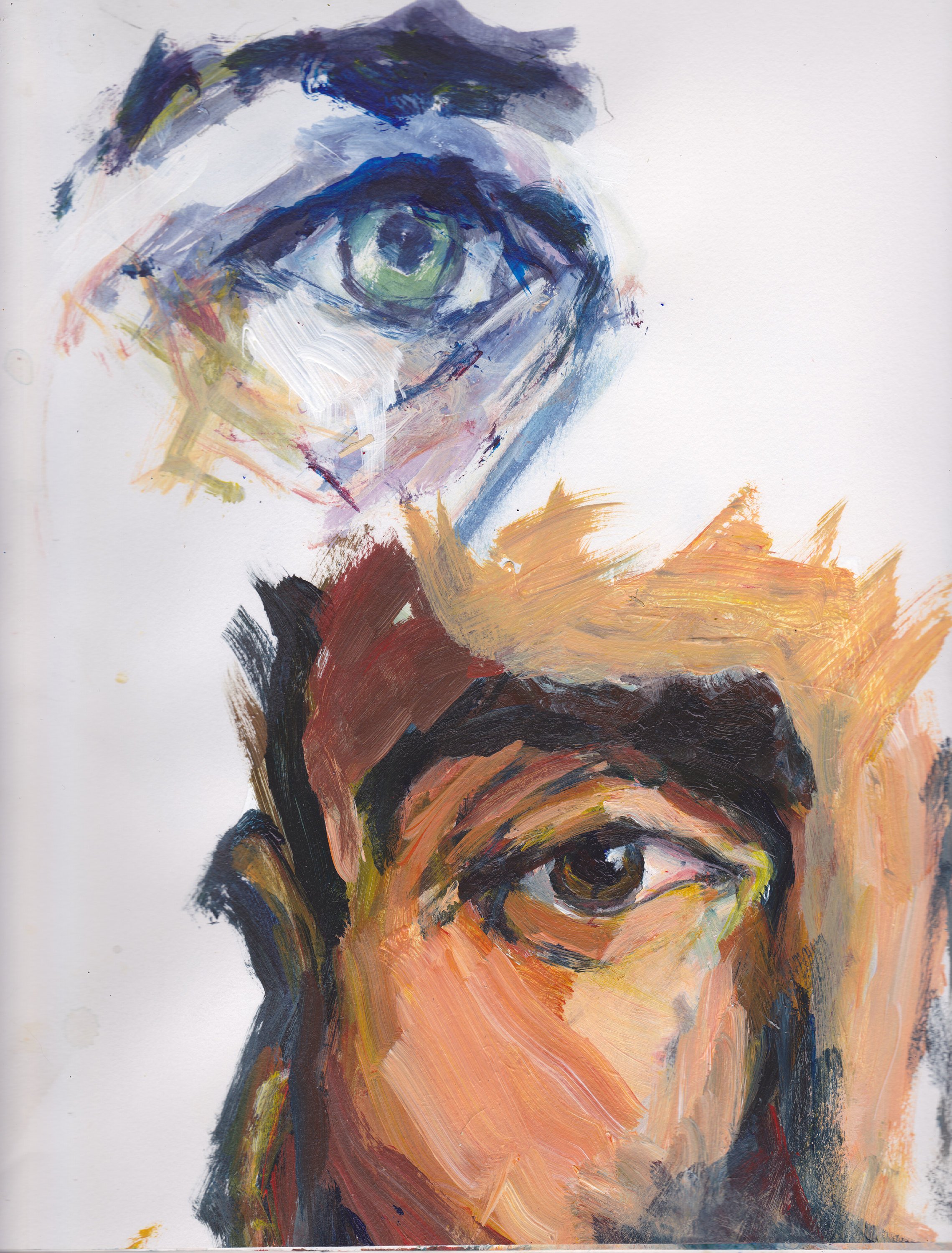 Original Art A Page From My Sketchbook Eye Studies In Acrylic