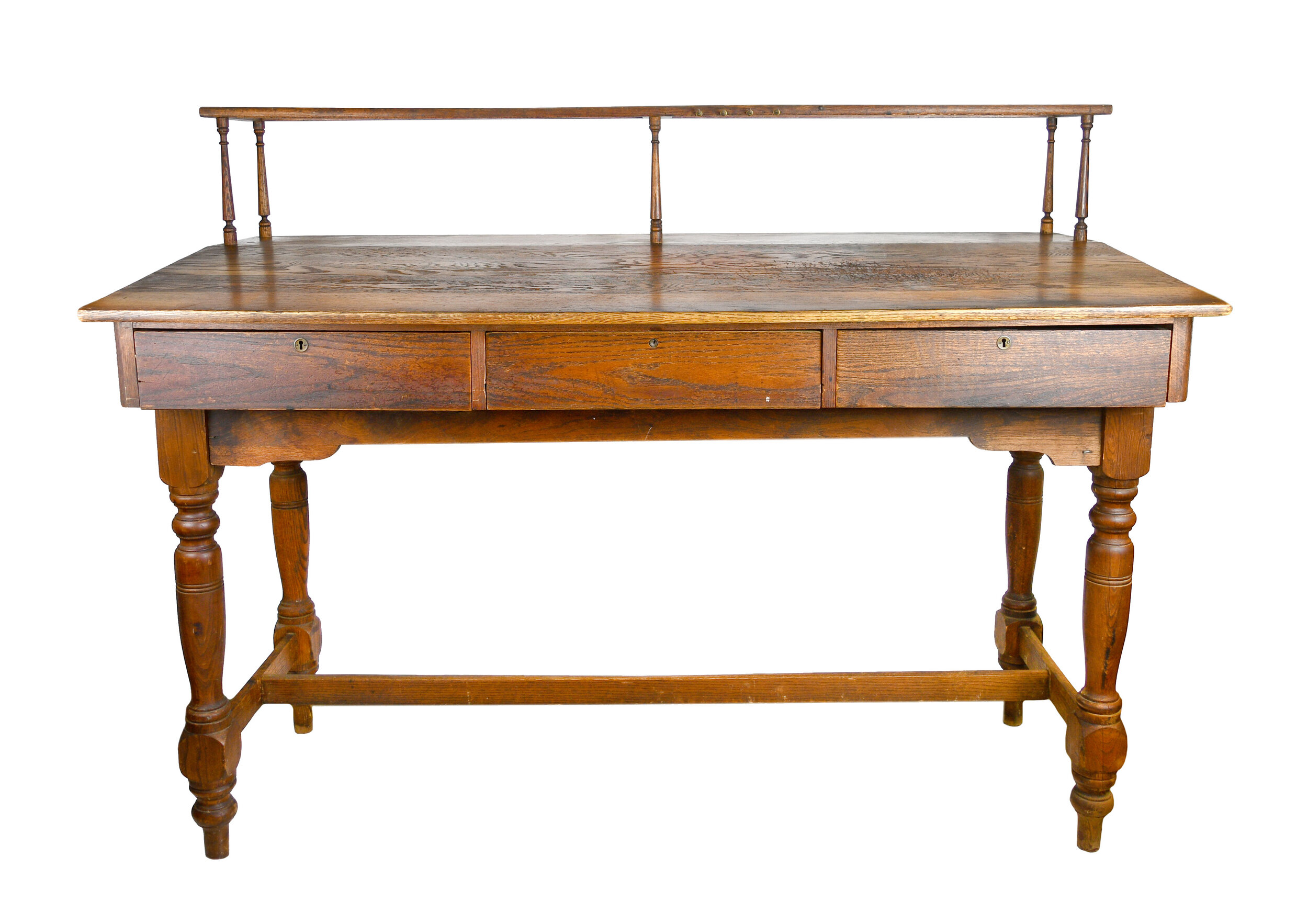 Oak 6 Standing Desk With Spindle Shelf Architectural Antiques