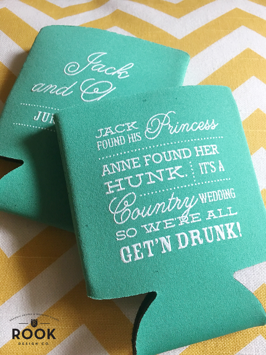 We Re All Getting Drunk Country Wedding Koozie Script Font