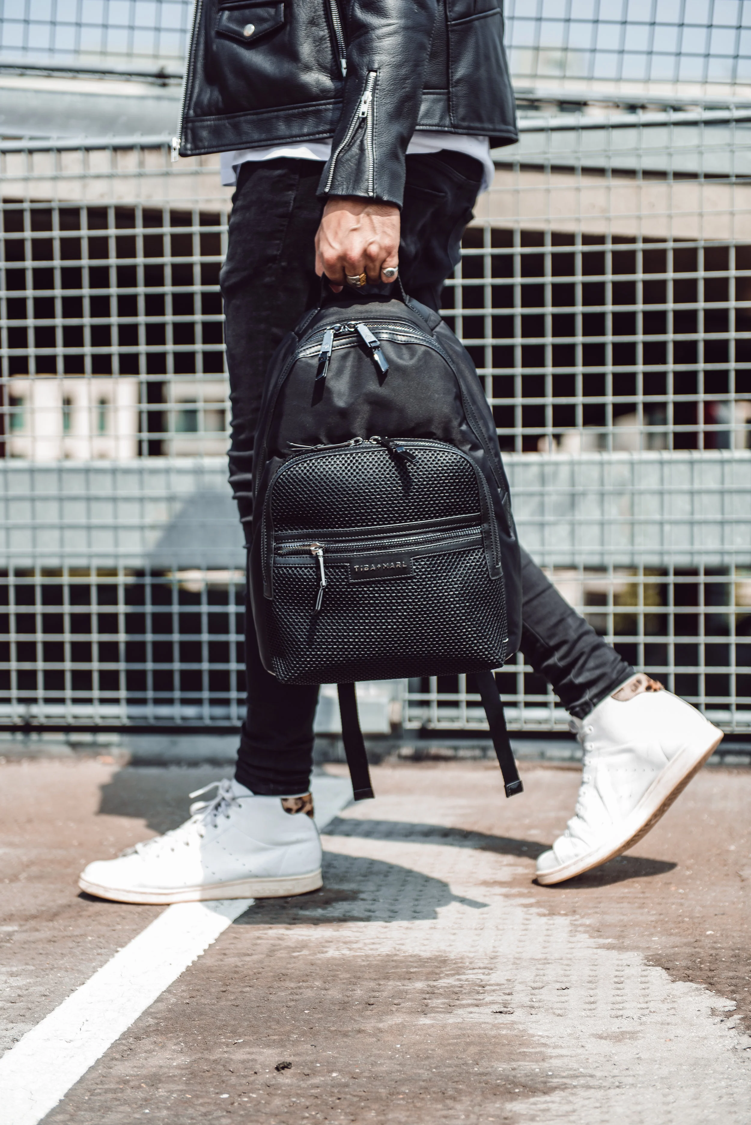 tiba and marl black backpack