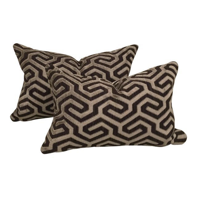 Cowtan Tout Moka Brown Geometric Velvet Pillows A Pair