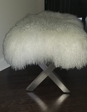 Fur Bench Mongolian Tibetan Lamb Sheepskin With Chrome X Legs