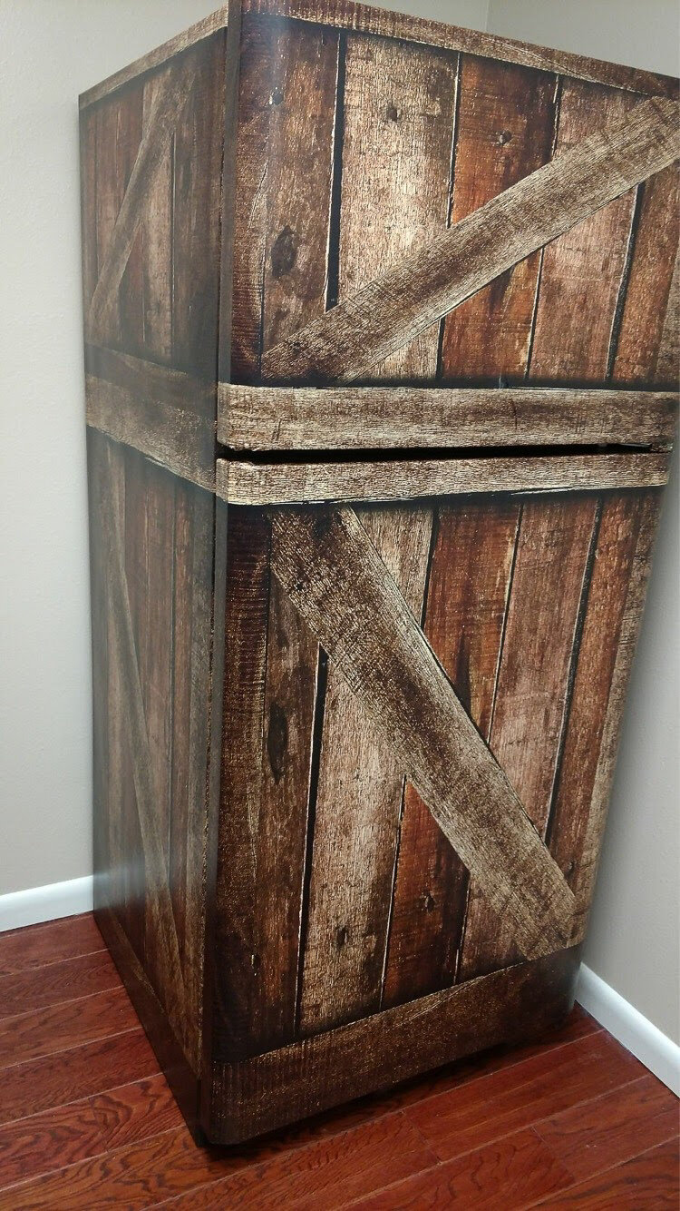 Weathered Wood Crate Refrigerator Skin Rm Wraps