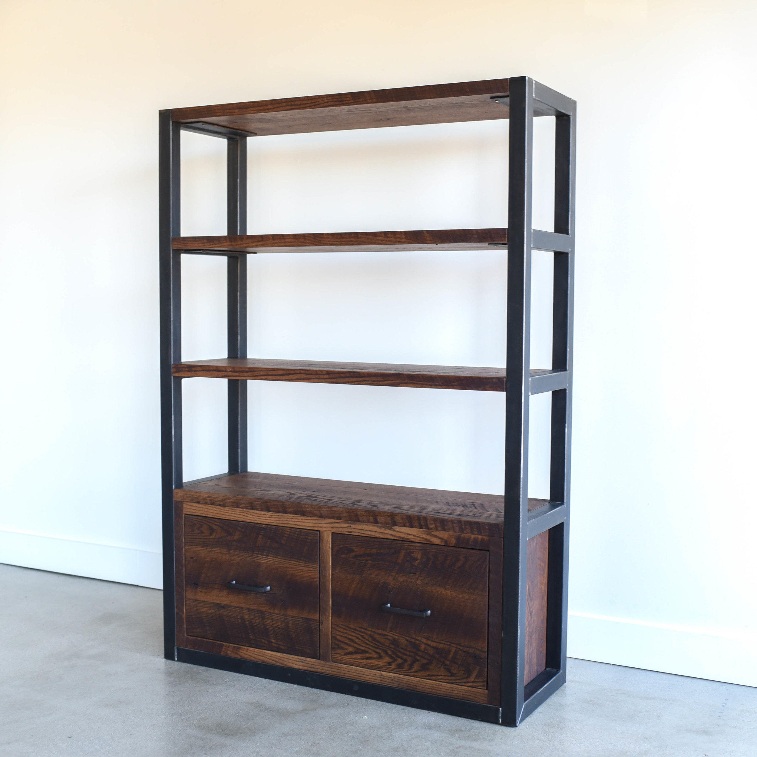 Industrial Reclaimed Wood Bookshelf Steel Frame What We Make
