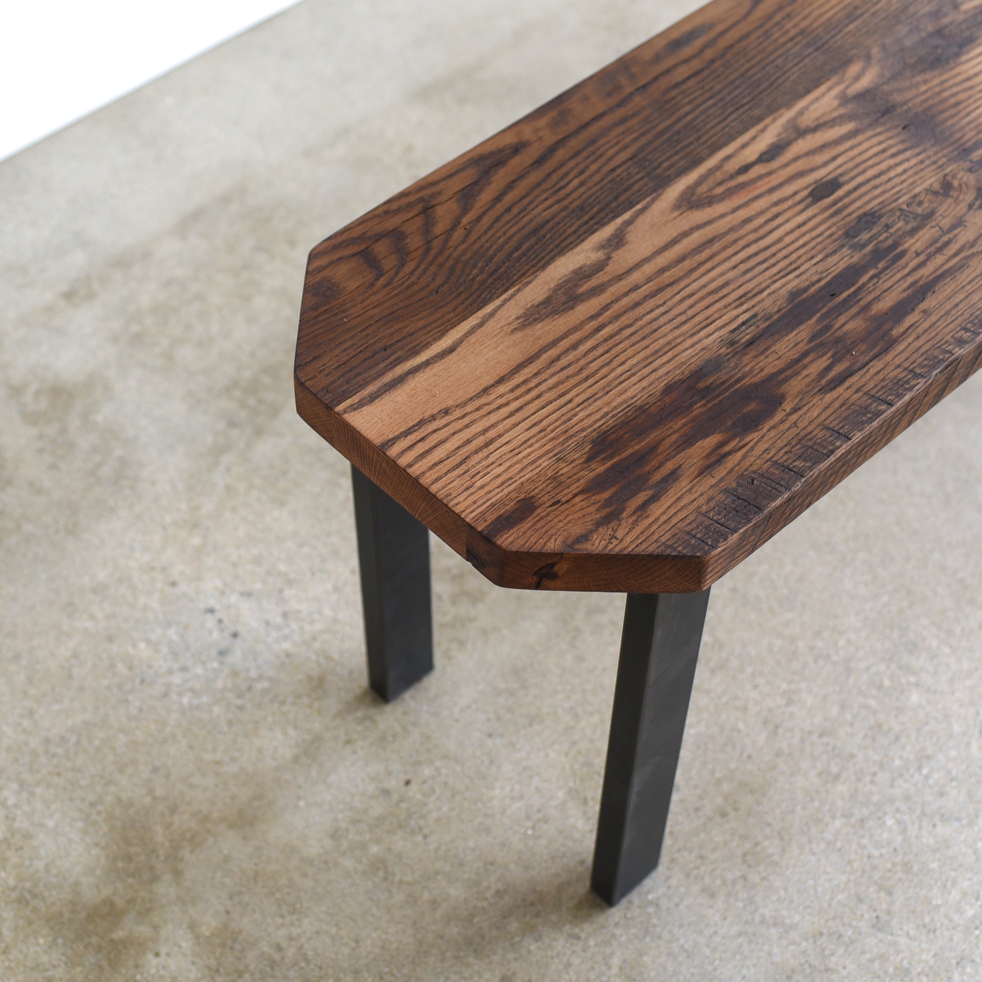 Modern Clipped Corner Bench Post Steel Legs What We Make