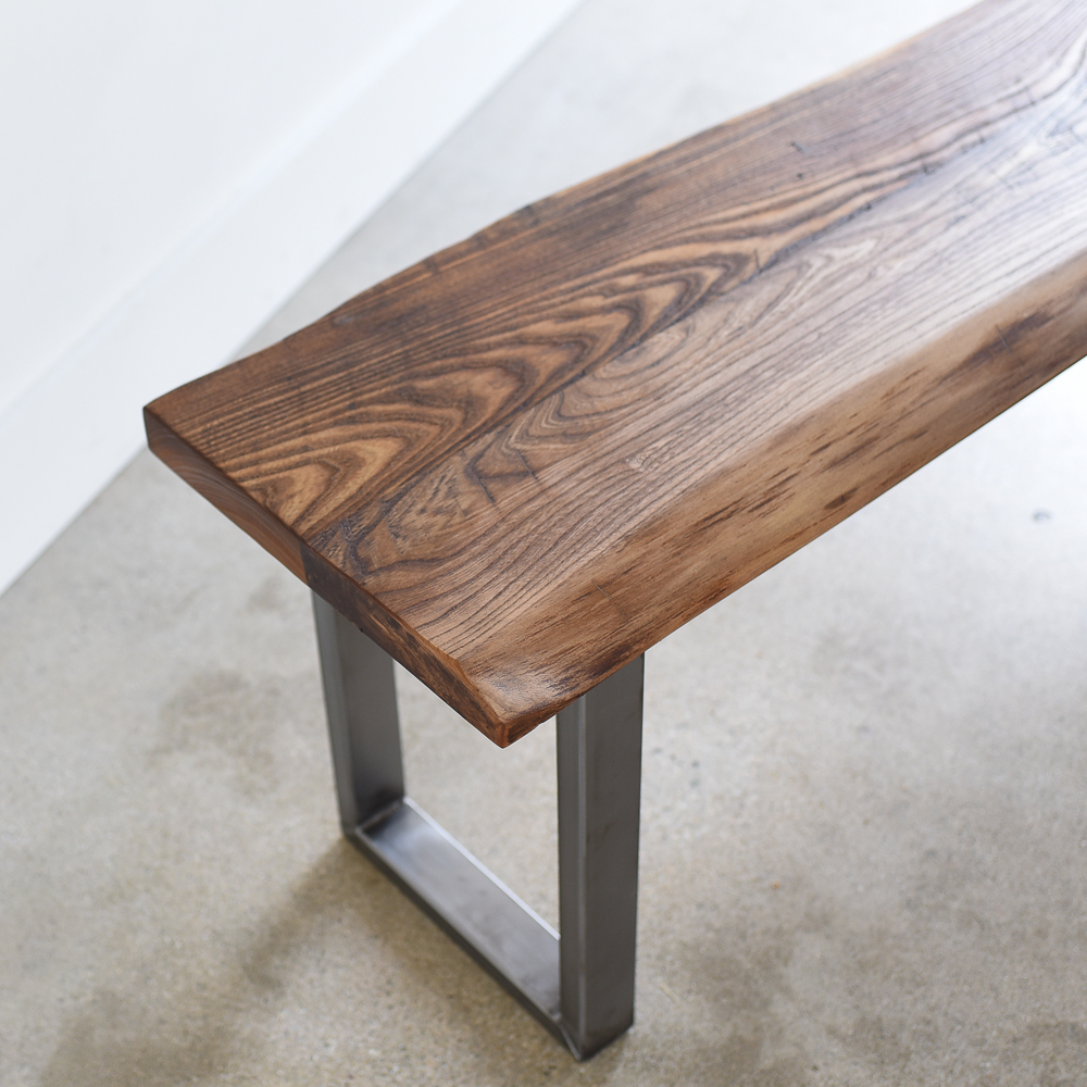 Reclaimed Live Edge Bench U Shaped Steel Legs What We Make