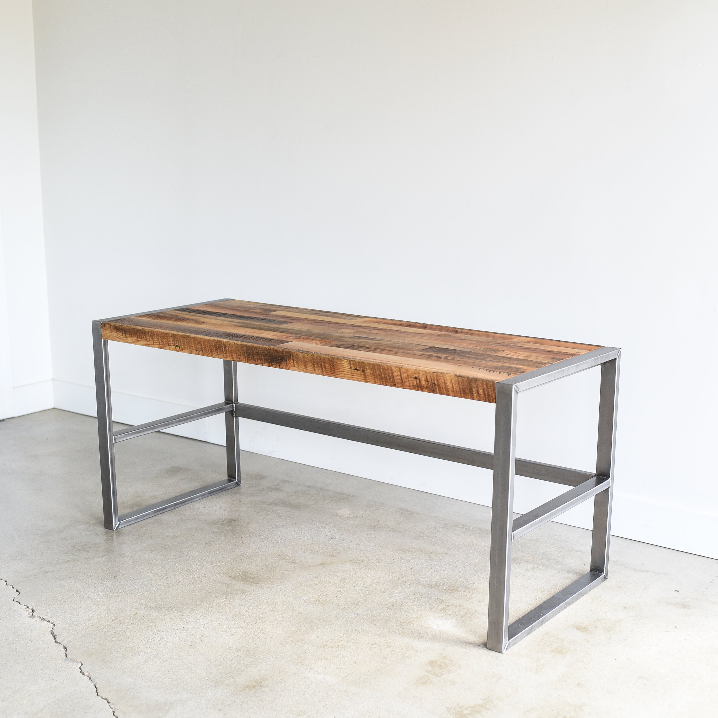 Reclaimed Wood Desk Metal Frame Base What We Make