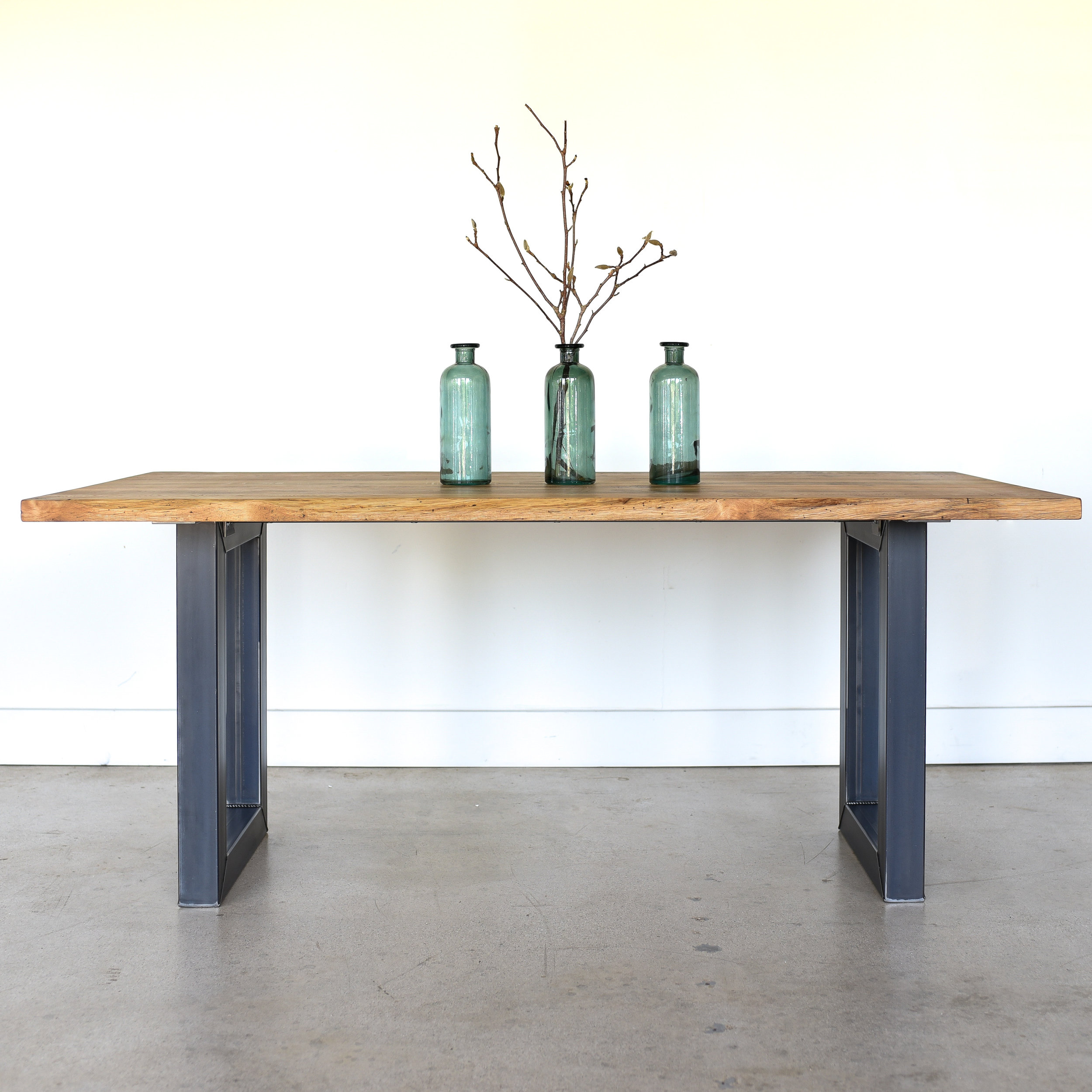 Reclaimed Live Edge Dining Table 3 X 3 Rectangle Metal Legs